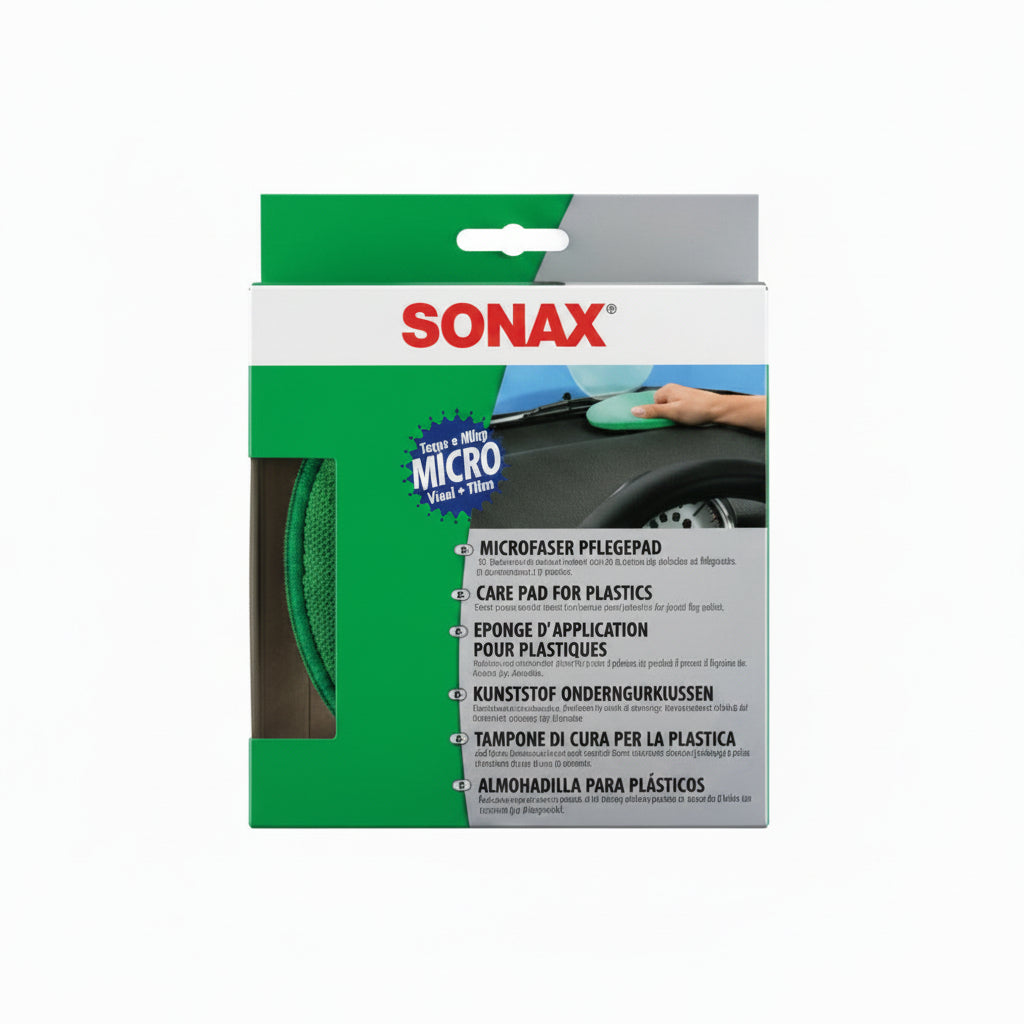 SONAX Microfaser Pflegepad Innenraum Cockpit Kunststoff Pflege Pad 0417200