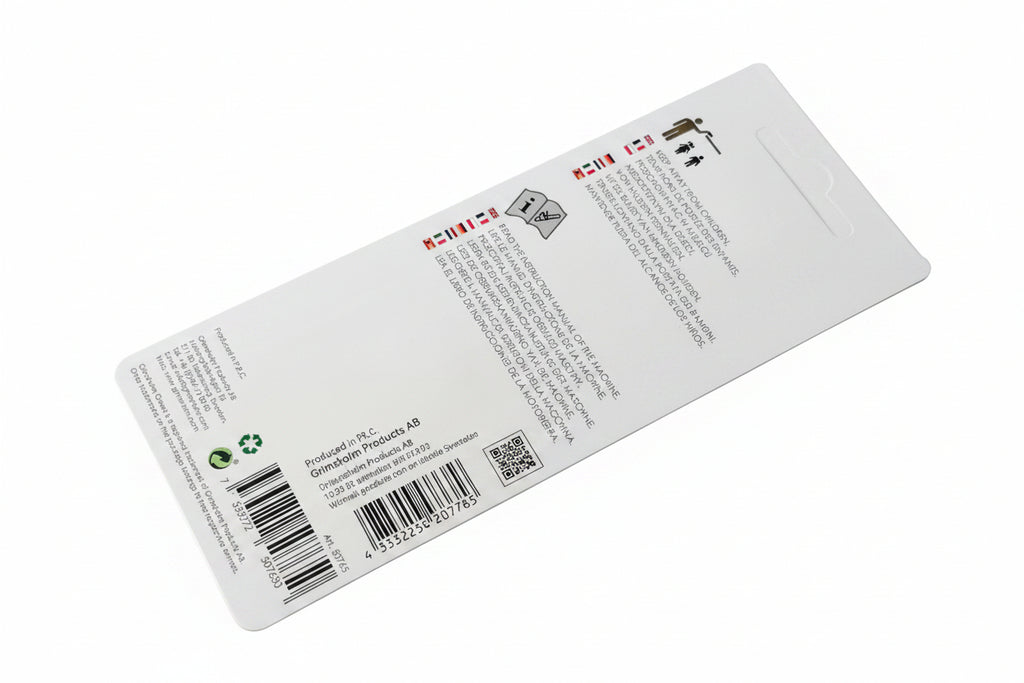 Grimsholm e9c Zündkerze in Blister Verpackung Rückseite